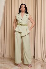 Σετ γιλέκο - παντελόνι με ζώνη μέντα - Image 2