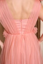 Φόρεμα maxi τούλινο με 3D λεπτομέρειες και στρας κοραλί - Image 8