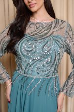 Φόρεμα maxi με διακοσμημένο μπούστο μέντα - Image 6