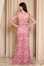 Φόρεμα maxi με κεντήματα και παγιέτες ροζ - Image 5