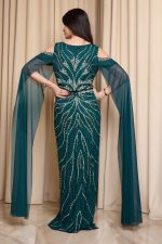 Φόρεμα maxi με πέτρες και χάντρες κυπαρισσί - Image 5