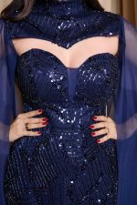 Φόρεμα maxi με αποσπώμενη κάπα midnight blue - Image 7