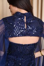 Φόρεμα maxi με αποσπώμενη κάπα midnight blue - Image 9