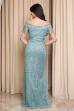 Φόρεμα maxi με τρισδιάστατη παγιέτα και χάντρες μέντα - Image 5