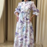 Φόρεμα maxi floral με 3D λεπτομέρειες άσπρο