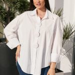 Πουκάμισο oversized με διακοσμητικά κουμπιά άσπρο