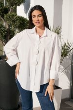 Πουκάμισο oversized με διακοσμητικά κουμπιά άσπρο