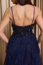 Φόρεμα maxi με παγιέτες και τούλι midnight blue - Image 7