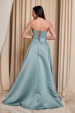 Φόρεμα maxi στράπλες με λεπτομέρεια παγιέτα μέντα - Image 6