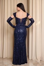 Φόρεμα maxi με παγιέτες και αποσπώμενα μανίκια midnight blue - Image 5
