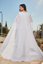 Φόρεμα maxi με διακοσμητικές πέτρες και μπέρτα άσπρο - Image 5