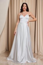 Φόρεμα maxi σατέν άσπρο - Image 2