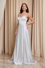 Φόρεμα maxi σατέν άσπρο - Image 4