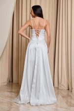 Φόρεμα maxi σατέν άσπρο - Image 5