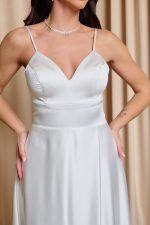 Φόρεμα maxi σατέν άσπρο - Image 6