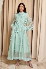 Φόρεμα maxi με 3D λεπτομέρειες μέντα - Image 2