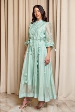 Φόρεμα maxi με 3D λεπτομέρειες μέντα - Image 3