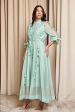 Φόρεμα maxi με 3D λεπτομέρειες μέντα - Image 4