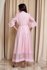 Φόρεμα maxi με 3D λεπτομέρειες baby pink - Image 5