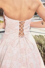 Φόρεμα maxi στράπλες μπροκάρ με ανάγλυφο μοτίβο απαλό ροζ - Image 7