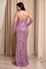 Φόρεμα maxi με παγιέτες και αποσπώμενα μανίκια dusty pink - Image 5