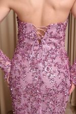 Φόρεμα maxi με παγιέτες και αποσπώμενα μανίκια dusty pink - Image 7