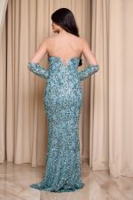 Φόρεμα maxi με παγιέτες και αποσπώμενα μανίκια μέντα - Image 6