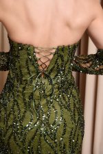 Φόρεμα maxi με παγιέτες και αποσπώμενα μανίκια olive - Image 7
