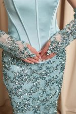 Φόρεμα maxi με παγιέτες και σατέν κορσέ μέντα - Image 7