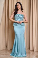 Φόρεμα maxi γοργονέ με παγιέτες στο μπούστο μέντα - Image 2