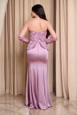 Φόρεμα maxi γοργονέ με παγιέτες στο μπούστο dusty pink - Image 5