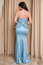 Φόρεμα maxi γοργονέ με παγιέτες στο μπούστο μέντα - Image 6