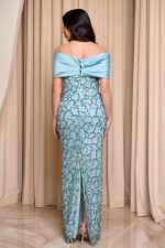 Φόρεμα maxi με παγιέτες και αποσπώμενο σατέν φιόγκο μέντα - Image 5