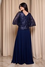 Φόρεμα maxi τύπου πέπλουμ με καμπάνα μανίκια midnight blue - Image 4