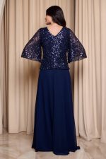 Φόρεμα maxi τύπου πέπλουμ με καμπάνα μανίκια midnight blue - Image 5