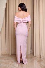 Φόρεμα maxi off shoulder με διακοσμητικές πέτρες baby pink - Image 5