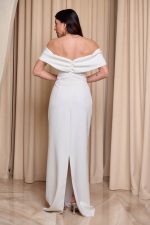 Φόρεμα maxi off shoulder με διακοσμητικές πέτρες άσπρο - Image 5