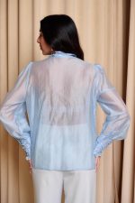 Πουκάμισο με φραμπαλά και πέρλες γαλάζιο - Image 5