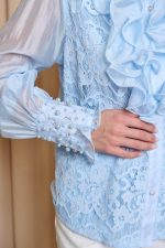 Πουκάμισο με φραμπαλά και πέρλες γαλάζιο - Image 7