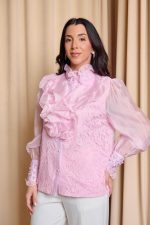 Πουκάμισο με φραμπαλά και πέρλες ροζ - Image 4