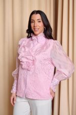 Πουκάμισο με φραμπαλά και πέρλες ροζ - Image 5