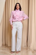 Πουκάμισο με φραμπαλά και πέρλες ροζ - Image 2