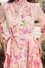 Φόρεμα maxi με floral print και στρας μπεζ - Image 6