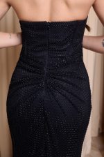 Φόρεμα maxi στράπλες γοργονέ με δίχτυ στρας μαύρο - Image 7