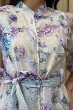 Φόρεμα maxi floral με 3D λεπτομέρειες άσπρο - Image 5