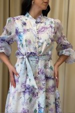 Φόρεμα maxi floral με 3D λεπτομέρειες άσπρο - Image 4