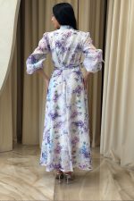 Φόρεμα maxi floral με 3D λεπτομέρειες άσπρο - Image 3