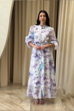 Φόρεμα maxi floral με 3D λεπτομέρειες άσπρο - Image 2