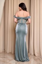 Φόρεμα maxi lurex με διακοσμημένο μπούστο μέντα - Image 5