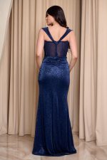 Φόρεμα maxi lurex με διακοσμημένο μπούστο midnight blue - Image 6